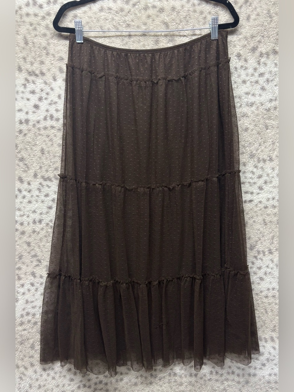 Y2K REQUIREMENTS CHOCOLATE BROWN SHEER OVERLAY MAXI SKIRT - Picture 1 of 4
